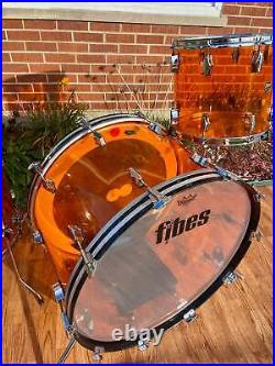 Fibes Crystalite Acrylic Drum Set 26/14/16/18 Amber Austin Era Bonham