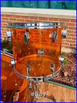 Fibes Crystalite Acrylic Drum Set 26/14/16/18 Amber Austin Era Bonham