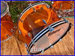 Fibes Crystalite Acrylic Drum Set 26/14/16/18 Amber Austin Era Bonham