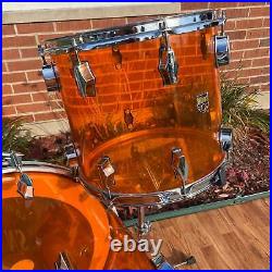 Fibes Crystalite Acrylic Drum Set 26/14/16/18 Amber Austin Era Bonham