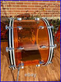 Fibes Crystalite Acrylic Drum Set 26/14/16/18 Amber Austin Era Bonham