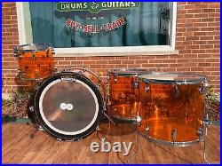 Fibes Crystalite Acrylic Drum Set 26/14/16/18 Amber Austin Era Bonham