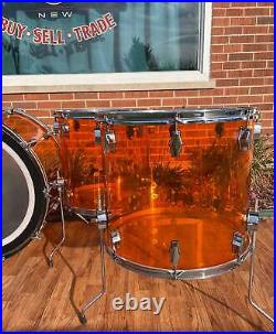 Fibes Crystalite Acrylic Drum Set 26/14/16/18 Amber Austin Era Bonham