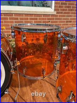 Fibes Crystalite Acrylic Drum Set 26/14/16/18 Amber Austin Era Bonham