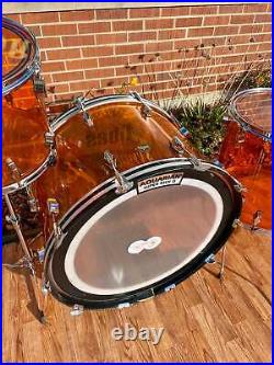 Fibes Crystalite Acrylic Drum Set 26/14/16/18 Amber Austin Era Bonham