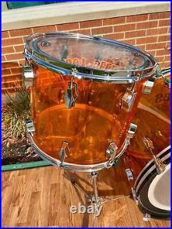 Fibes Crystalite Acrylic Drum Set 26/14/16/18 Amber Austin Era Bonham