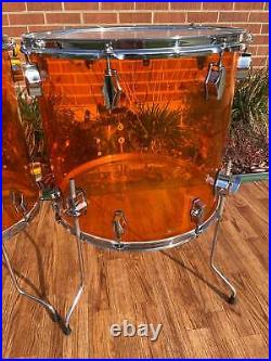 Fibes Crystalite Acrylic Drum Set 26/14/16/18 Amber Austin Era Bonham