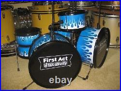 First Act Discovery Kids Drum Set With Flame Theme, Custom Double Bass