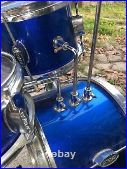 First Act Kids Mini Drum Set Kit Metallic Blue 14 Kick 8 Snare Tom 9 Cymbal