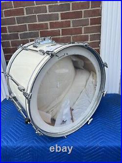 GO DOUBLE or GO HOME! PEARL EXPORT SERIES 22 White BASS DRUM SET See Details