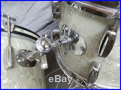 GORGEOUS ROGERS 4 PC WHITE MARINE PEARL DRUM SET WithMATCHING POWERTONE AWESOME