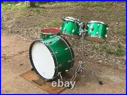 GREEN SPARKLE LUDWIG USA MAPLE CLASSIC DRUM SET 26 Bass 13,14 rack toms 16 flr