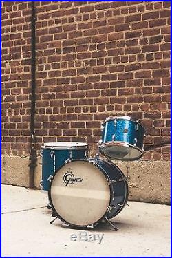 GRETSCH 60s ROUND BADGE Drum Set 13 16 20 Blue Sparkle