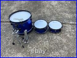 Gammon Percussion Drums Set Of Three Blue And White Incudes Foot And Base