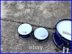 Gammon Percussion Drums Set Of Three Blue And White Incudes Foot And Base