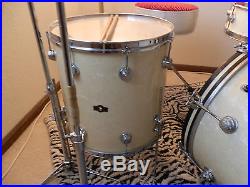 George H Way Drum Set White Marine Pearl, 50's, 22 16 13, Snare, 1 Owner Kit