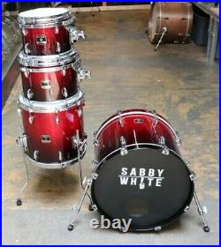 Gretsch 4pc Renown Drum Set Kit Red Sparkle Fade