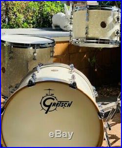 Gretsch New Classic 3 piece drum set 12 tom, 14 tom, 18 bass. Ivory Marine Pearl
