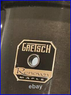 Gretsch Renown Maple Drum Set Black Lacquer Virgin Bass 5 Piece Drumset Drums