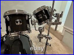 Gretsch Renown Maple Drum Set Black Lacquer Virgin Bass 5 Piece Drumset Drums