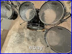 Gretsch Renown Maple Drum Set Black Lacquer Virgin Bass 5 Piece Drumset Drums