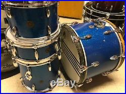 Gretsch Round Badge Vintage Blue Sparke 4 pc Drum Set 20 12 14+ Matching Snare