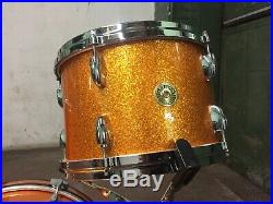 Gretsch USA Custom Jazz Bop Drum Set Gold Sparkle Round Badge 18 12 14