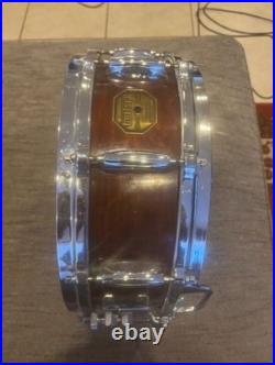 Gretsch Wooden Snare Drum 14 x 5.5 has octagonal badge, with Die Cast Hoops