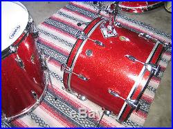 Gretsch vintage drum set kit 20 / 12 / 16 / 14 round badge RB cases red sparkle