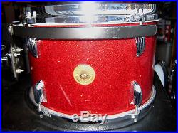 Gretsch vintage drum set kit 20 / 12 / 16 / 14 round badge RB cases red sparkle