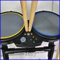 Harmonix Microsoft Xbox 360 Rock Band Wired Drum Set Withsticks & Guitar