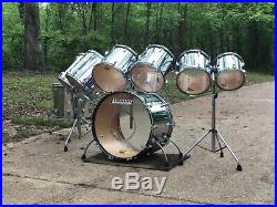 Huge 8 pc Vintage Rare Ludwig Maple Classic Stainless Steel Cow Drum Set