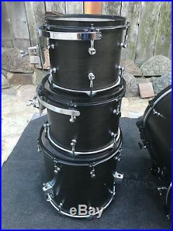 Keller Custom Maple Black Satin Shell Drum Set Kit 22x18,10x8,12x9,14x14