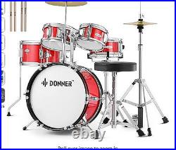 Kids Drum Sets-Donner 5-Piece for Beginners, 14 inch Junior Drum Kit, with Adj