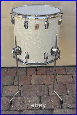 LUDWIG USA 14 7-PLY MAPLE CLASSIC WHITE MARINE FLOOR TOM for YOUR DRUM SET i576