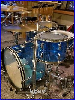 LUDWIG Vintage 70's Blue Vistalite 4 pc. Drum Kit set