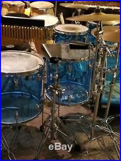 LUDWIG Vintage 70's Blue Vistalite 4 pc. Drum Kit set