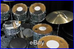 Late 70's Ludwig Maple Drum Set Bowling Ball Blue Oyster Cymbals & hardware MINT