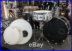Late 70s Silver and Black Badge 24/13/16/5x14sn 4pc Drum Set Black Gloss Finish