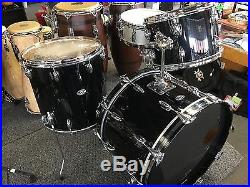 Late 70s Silver and Black Badge 24/13/16/5x14sn 4pc Drum Set Black Gloss Finish