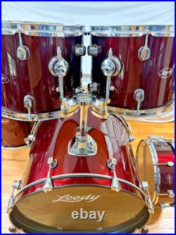 Leedy 5pc Drum Set Very Nice With Tom Mount Wine Red