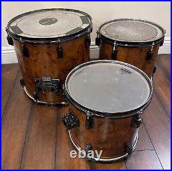 Lot Of 3 Vintage Wooden Pearl Drum Set Rare