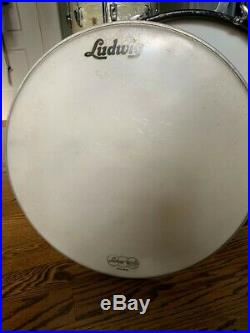 Ludwig 1966 Downbeat 3 piece drum set White Marine Pearl