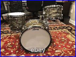Ludwig 1966 Oyster Black Pearl Downbeat Drum Set Excellent Condition