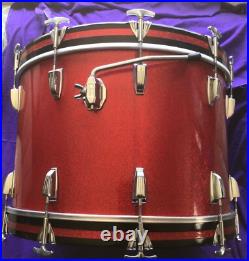 Ludwig 1968 Vintage 14x22 RED SPARKLE 3 Ply Clear Maple BASS DRUM Decent CHEAP Ludwig 1968 Vintage 14x22 RED SPARKLE 3 Ply Clear Maple BASS DRUM Decent CHEAP