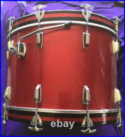 Ludwig 1968 Vintage 14x22 RED SPARKLE 3 Ply Clear Maple BASS DRUM Decent CHEAP Ludwig 1968 Vintage 14x22 RED SPARKLE 3 Ply Clear Maple BASS DRUM Decent CHEAP