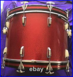 Ludwig 1968 Vintage 14x22 RED SPARKLE 3 Ply Clear Maple BASS DRUM Decent CHEAP Ludwig 1968 Vintage 14x22 RED SPARKLE 3 Ply Clear Maple BASS DRUM Decent CHEAP