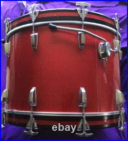 Ludwig 1968 Vintage 14x22 RED SPARKLE 3 Ply Clear Maple BASS DRUM Decent CHEAP Ludwig 1968 Vintage 14x22 RED SPARKLE 3 Ply Clear Maple BASS DRUM Decent CHEAP