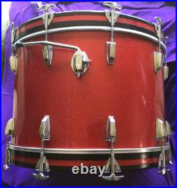 Ludwig 1968 Vintage 14x22 RED SPARKLE 3 Ply Clear Maple BASS DRUM Decent CHEAP Ludwig 1968 Vintage 14x22 RED SPARKLE 3 Ply Clear Maple BASS DRUM Decent CHEAP