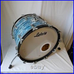 Ludwig 22x14 Blue Oyster 6-ply Kick Drum Blue/Olive Badge 1980s